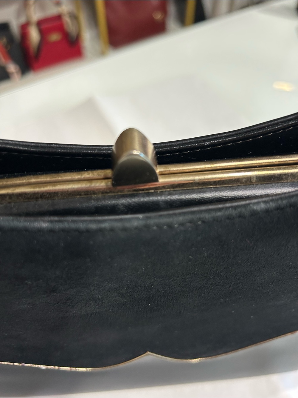 Life Stride 1950’s Vintage Black Suede & Simulated Leather Women's Handbag - Picture 10 of 14